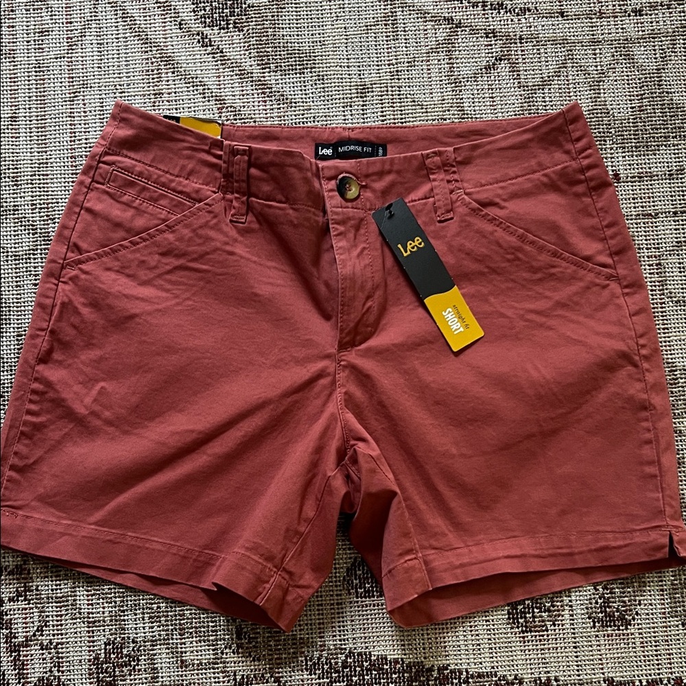 Lee Women's Rust-Terracotta Mid-Rise Bermuda Shorts